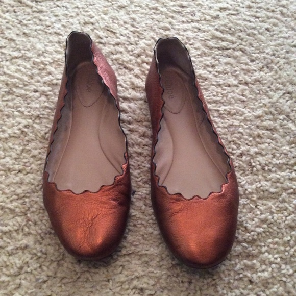 Chloe Shoes - Chloe Bronze scallop flats